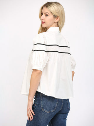 Shirred Secrets Blouse - Off White