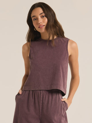 soft cotton tank top in a cocoa berry color