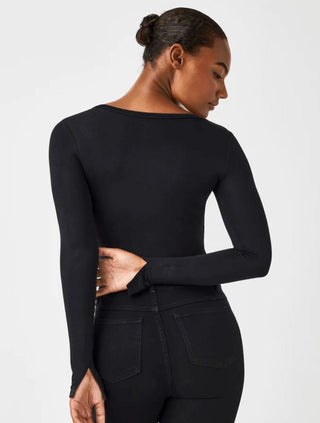 Spanx Better Base Long Sleeve Crew - Very Black