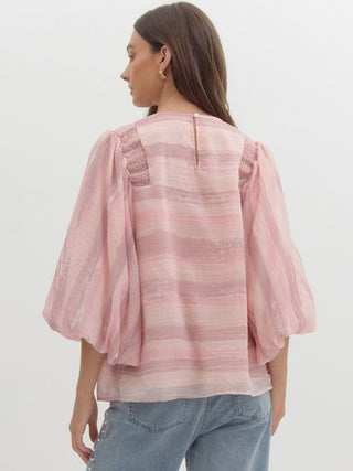 Stripes in Bloom Blouse - Pink