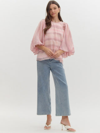 Stripes in Bloom Blouse - Pink