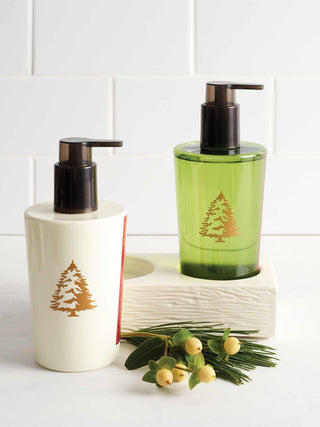 a fun holiday sink set with a crisp forest hand wash and hand lotion