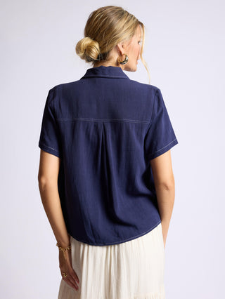 Vast Sky Contrast Stitch Shirt - Navy