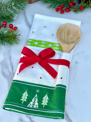 Whimsical Holiday Towel and Spoon Set