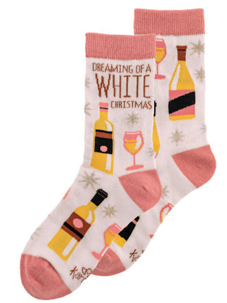 dreaming of a white wine christmas socks