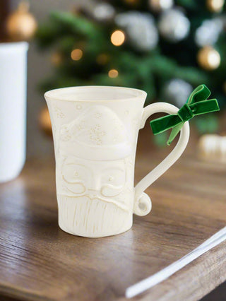 Tall Milk Glazed Christmas Mug - White