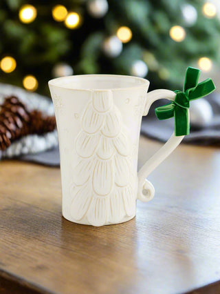 Tall Milk Glazed Christmas Mug - White