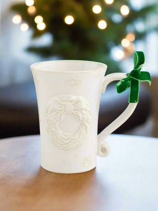 Tall Milk Glazed Christmas Mug - White