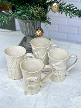 Tall Milk Glazed Christmas Mug - White