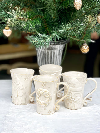 Tall Milk Glazed Christmas Mug - White