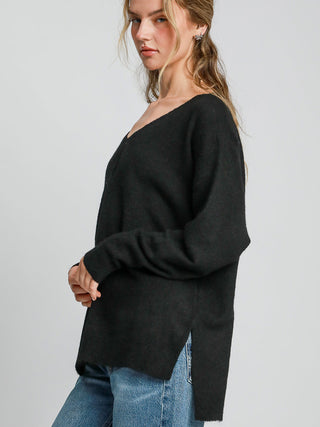 Wool Blended Pullover Sweater - Black