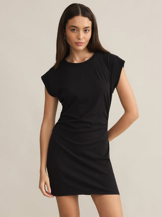 a black short sleeve mini dress 