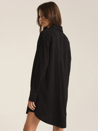 Z Supply Dover Linen Shirt Dress - Black