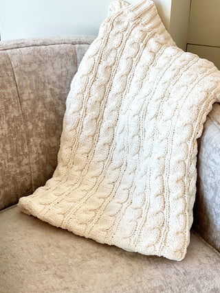 Z Supply Plush Cable Knit Blanket - Bone