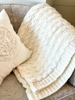 Z Supply Plush Cable Knit Blanket - Bone