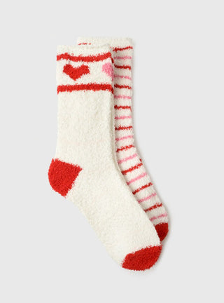 Z Supply Plush Stripe Socks - Vanilla Ice