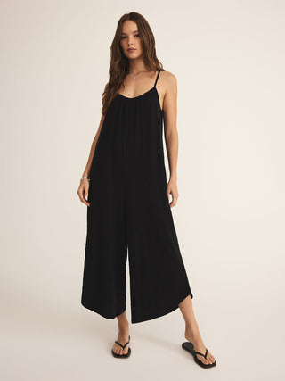 a black sleeve less loose fit jumpsuit 