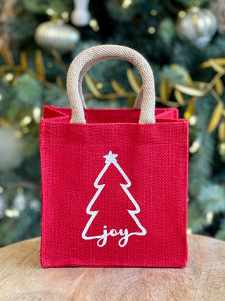 Christmas Joy Tree Petite Gift Tote - Red